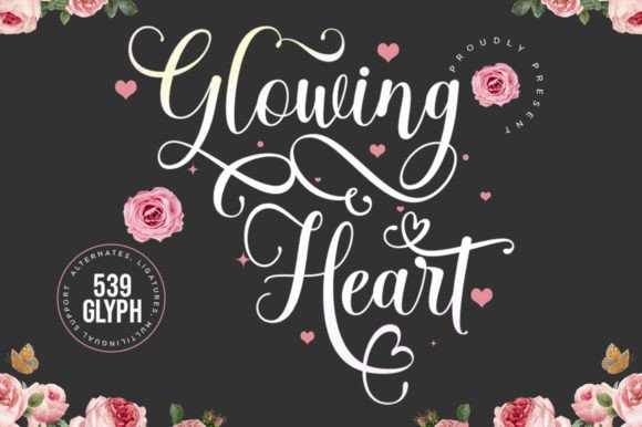 Glowing Heart: Crafting Visual Elegance with a Modern Script